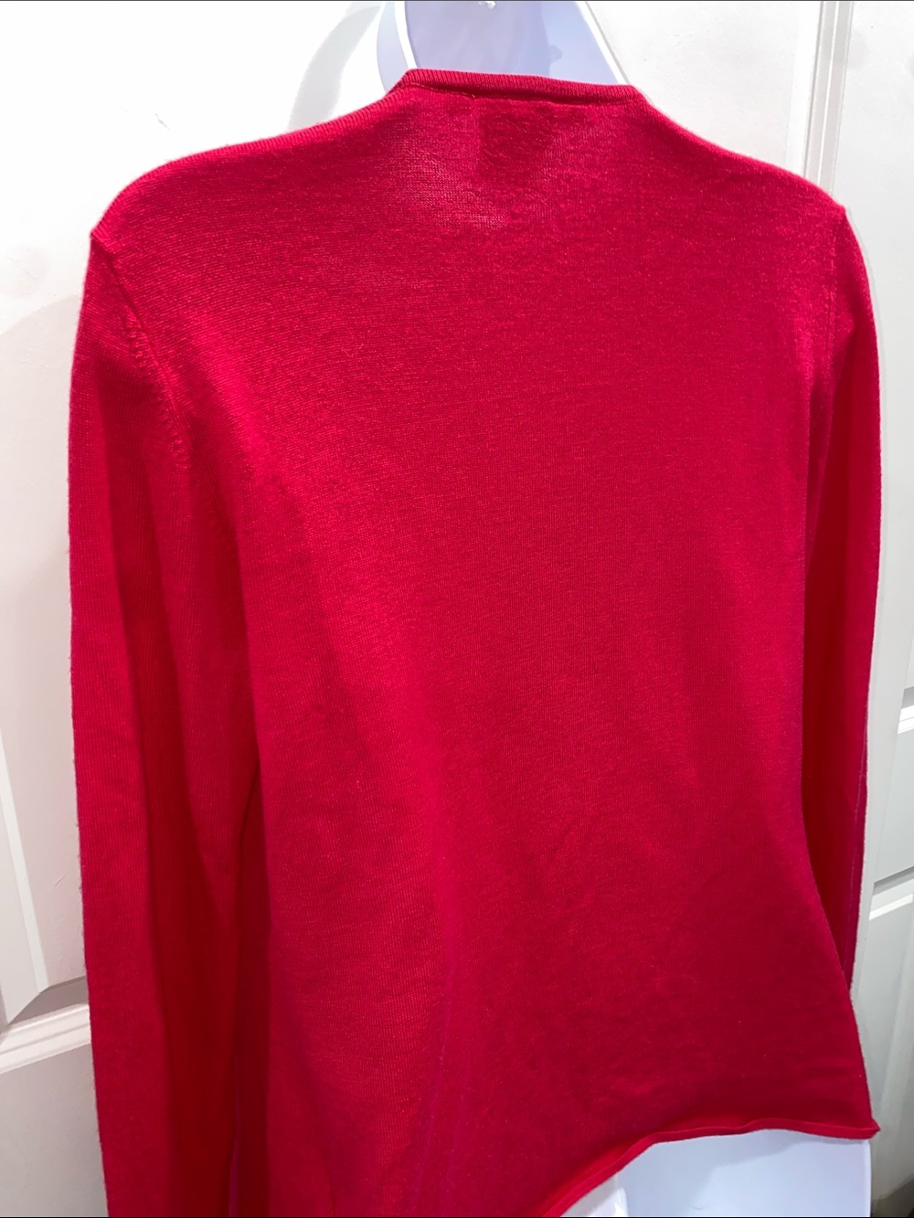 Tory Burch Pink Ruffle Open Front Cardigan Merino Wool Size Small - Picture 13 of 14